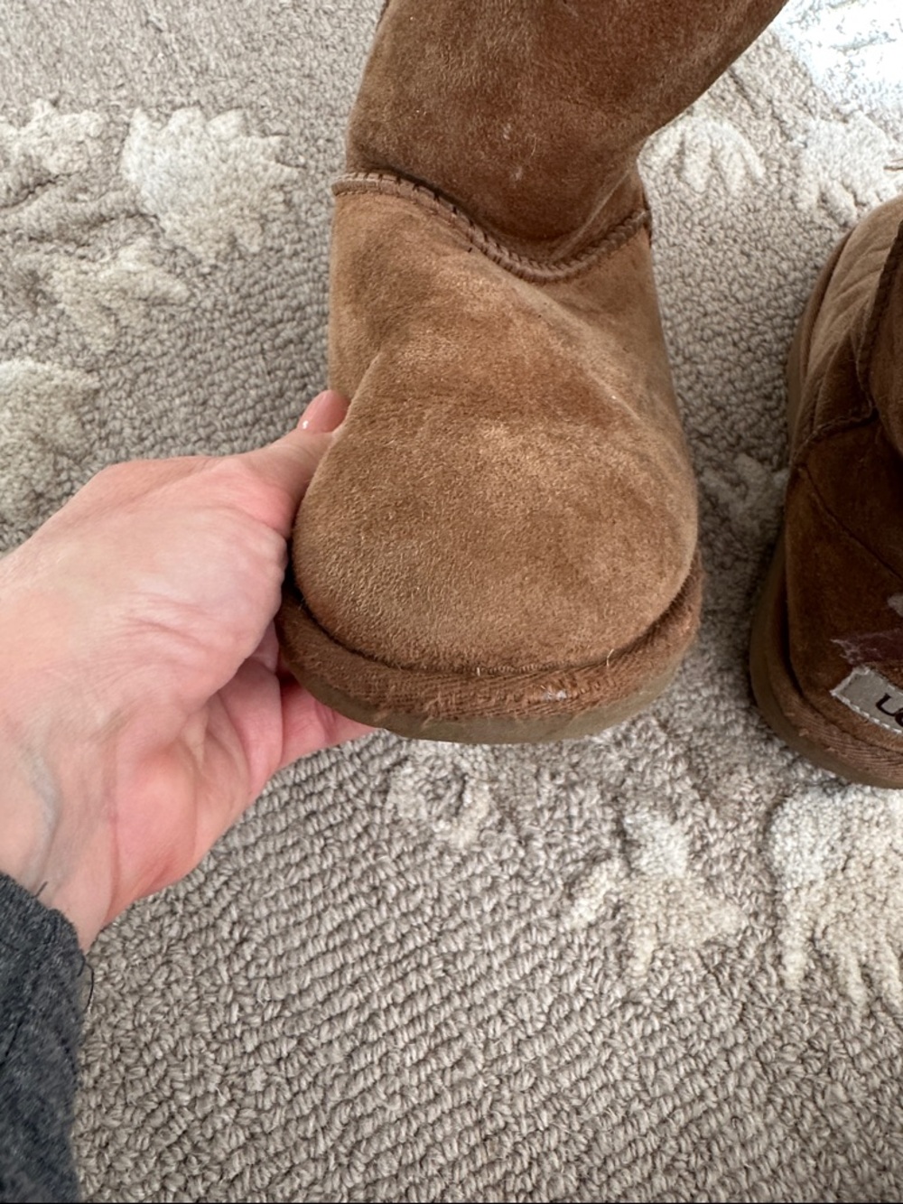 UGG Chestnut Suede Shearling Bow Back Booties - Picture 7 of 10